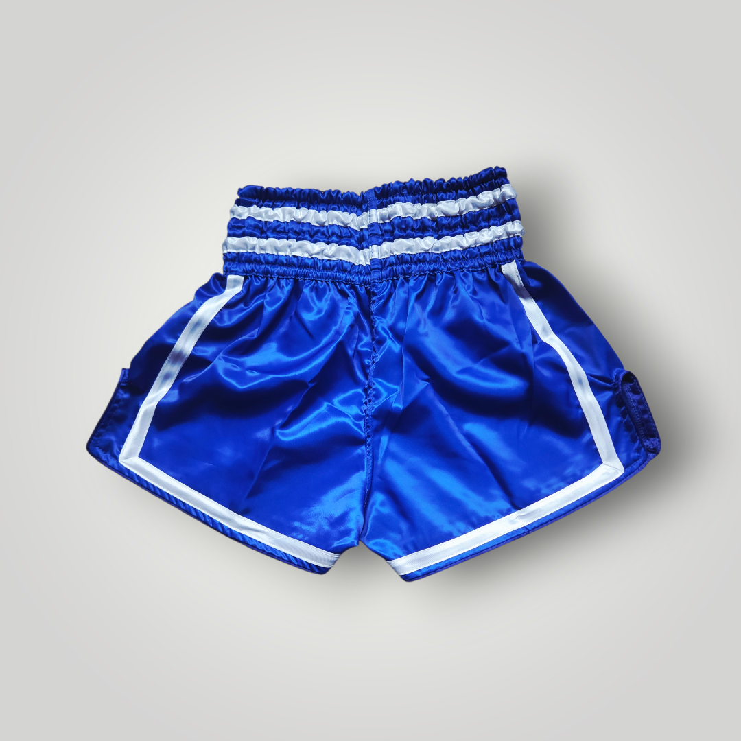 De 'Royal Strike' Muay Thai Shorts - Premium Blauw met Wit | BERKGEAR