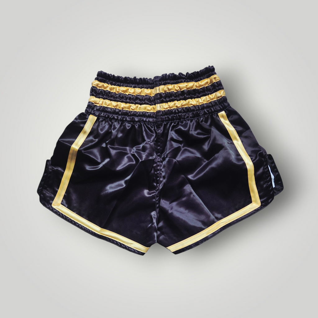 BERKGEAR Elite Muay Thai Shorts | Zwart/Goud | Tijger Logo